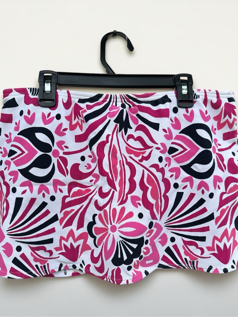 Lands' End Cream, Pink & Black Floral Bandeau Swim Skirt
